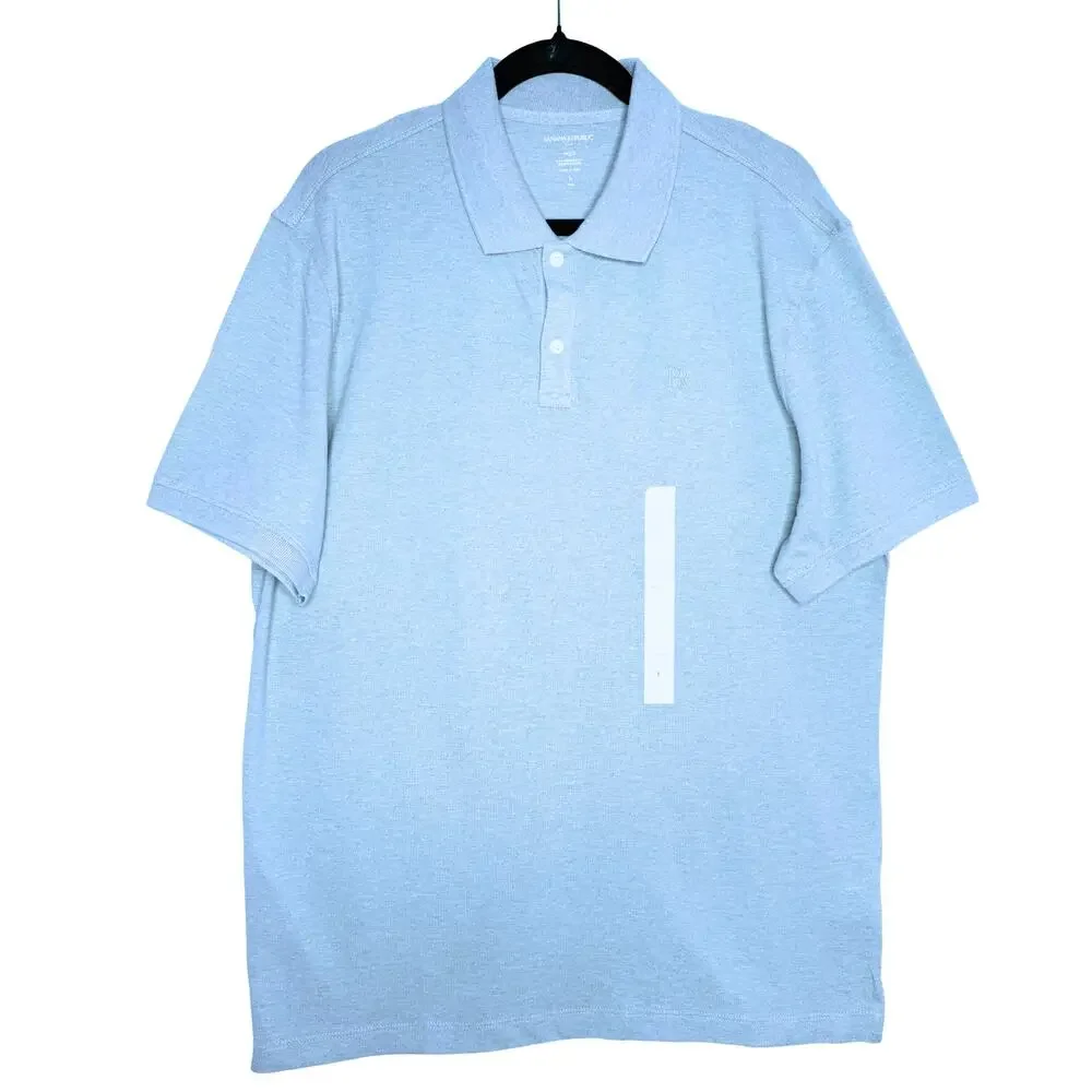Banana Republic Factory Organic Cotton Polo Shirt Size Large Tall Blue Office